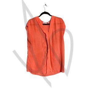 New York & Co. Bright Coral V-Neck Blouse - L